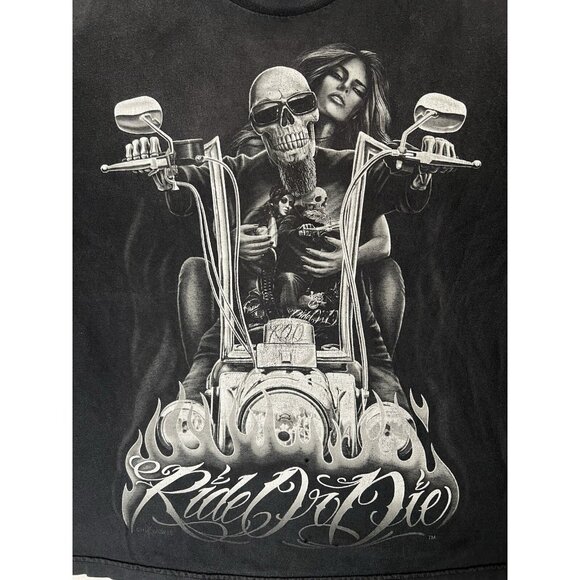 Vintage Ride or Die My Old Lady Motorcycle David Gonzales T-Shirt Size 2XL Y2K - Picture 2 of 11